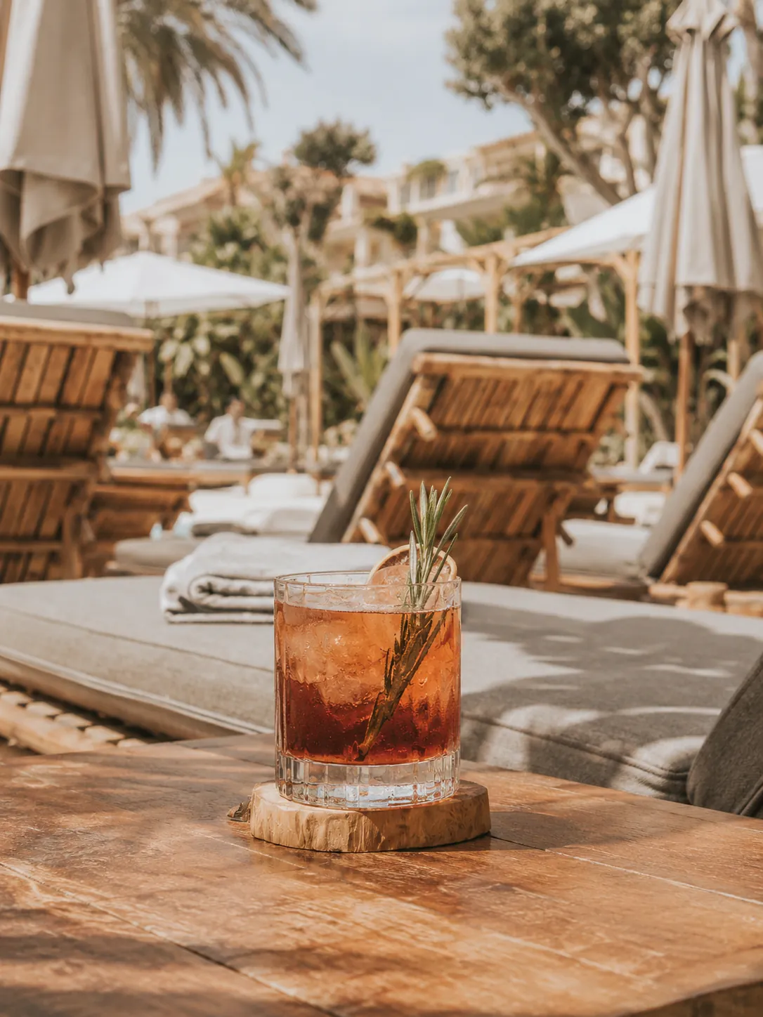 Cocktail bar and lounge seating at Ammo Beach Marbella