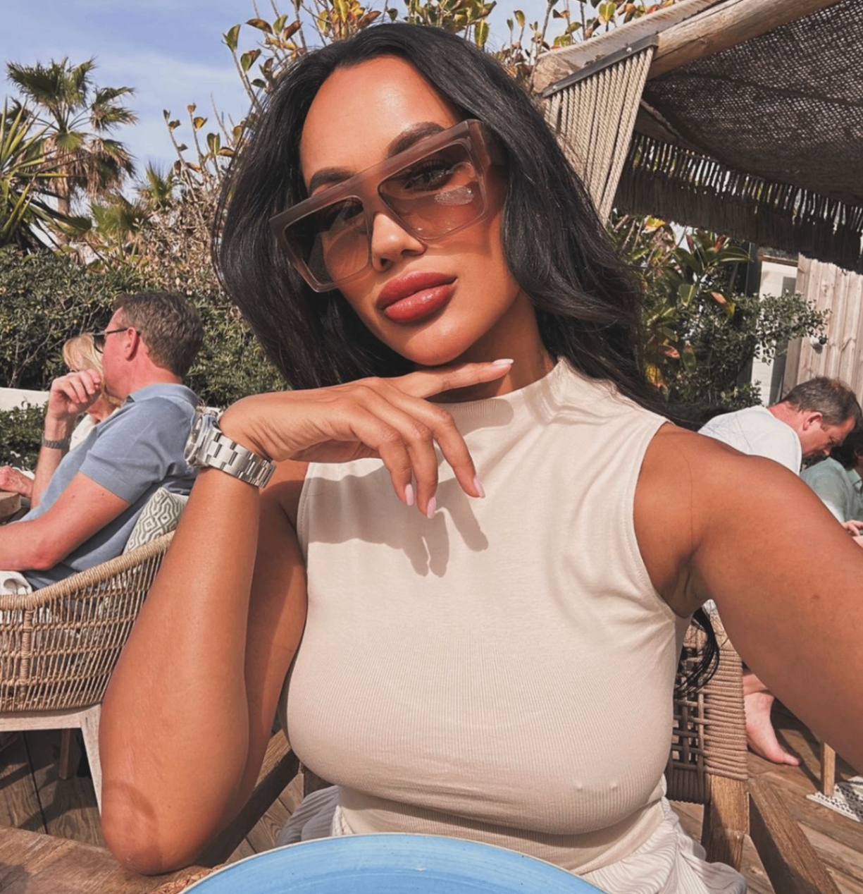 Guest portrait at Nosso Summer Club Marbella terrace in afternoon sun